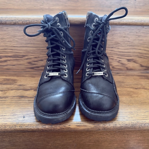 Harley Davidson Women's Casper Logger Black Leather Riding Boots 8.5 - Picture 6 of 13